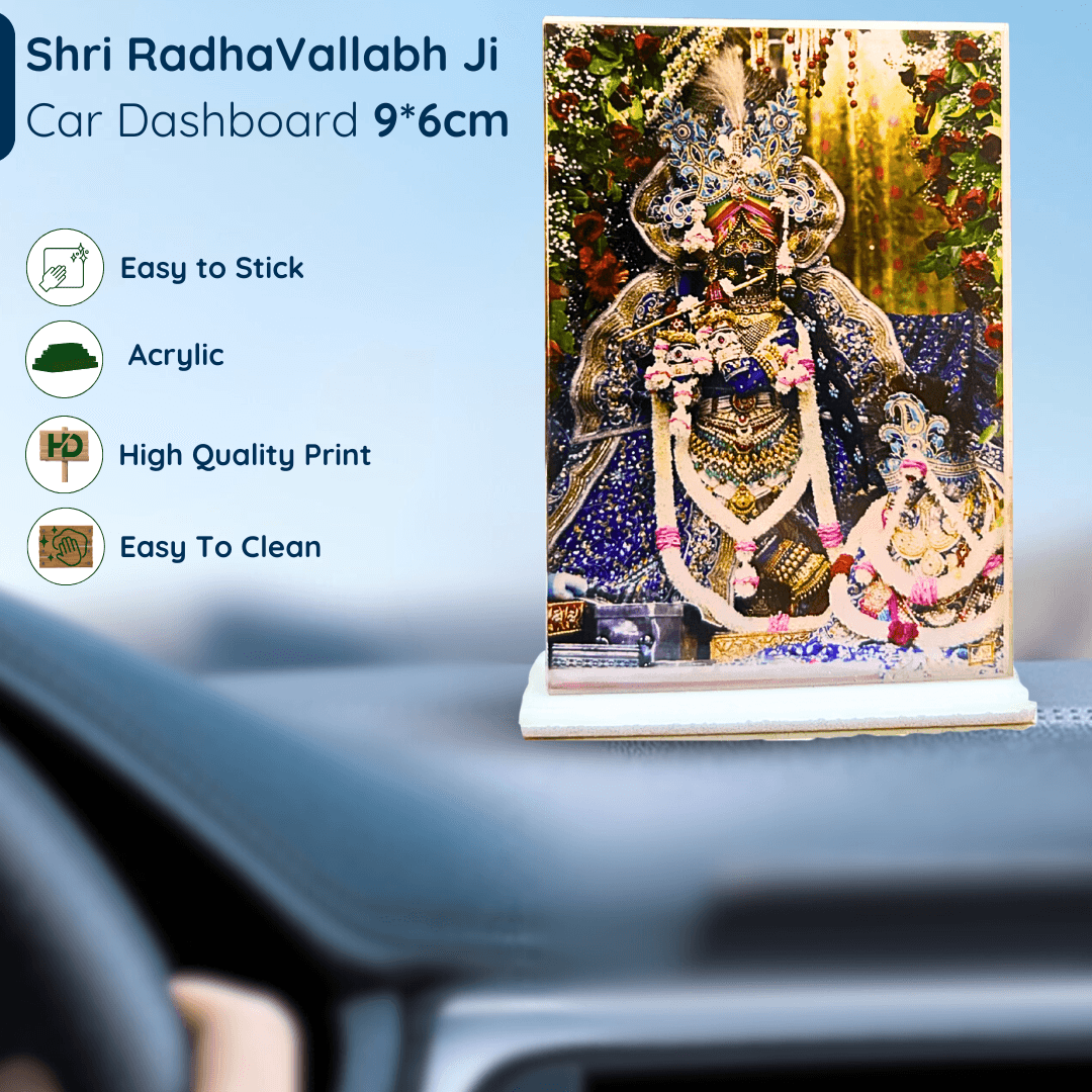 Shri Radhavallabh Ji Acrylic Car Dashboard Photo Stand – 9×6 cm