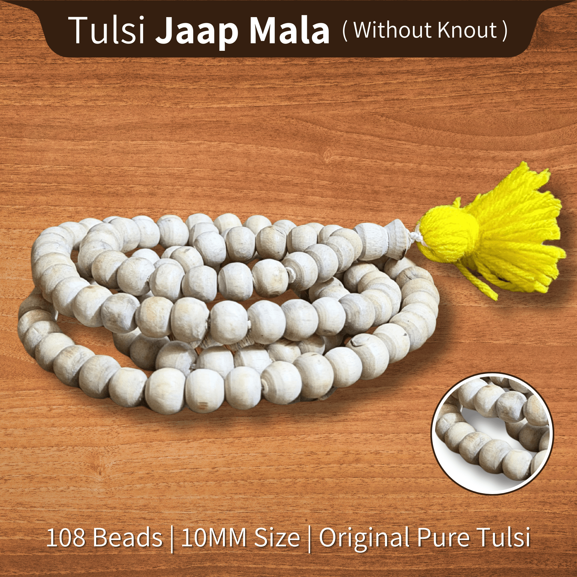 Original Tulsi Jaap Mala (108 Beads) | 10mm Premium Finishing Without Knots