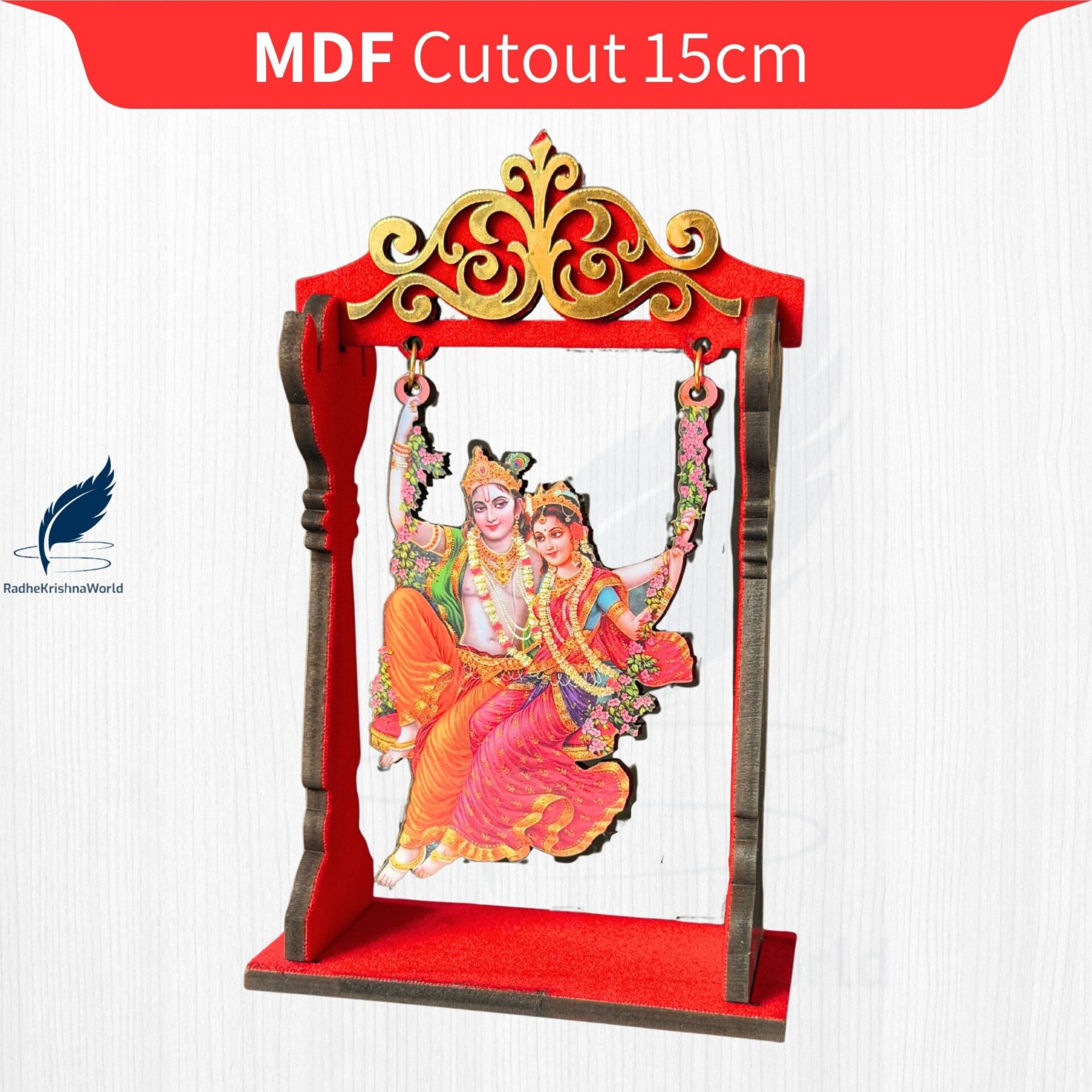 15cm Shri RadhaKrishna On Swing MDF Cutouts