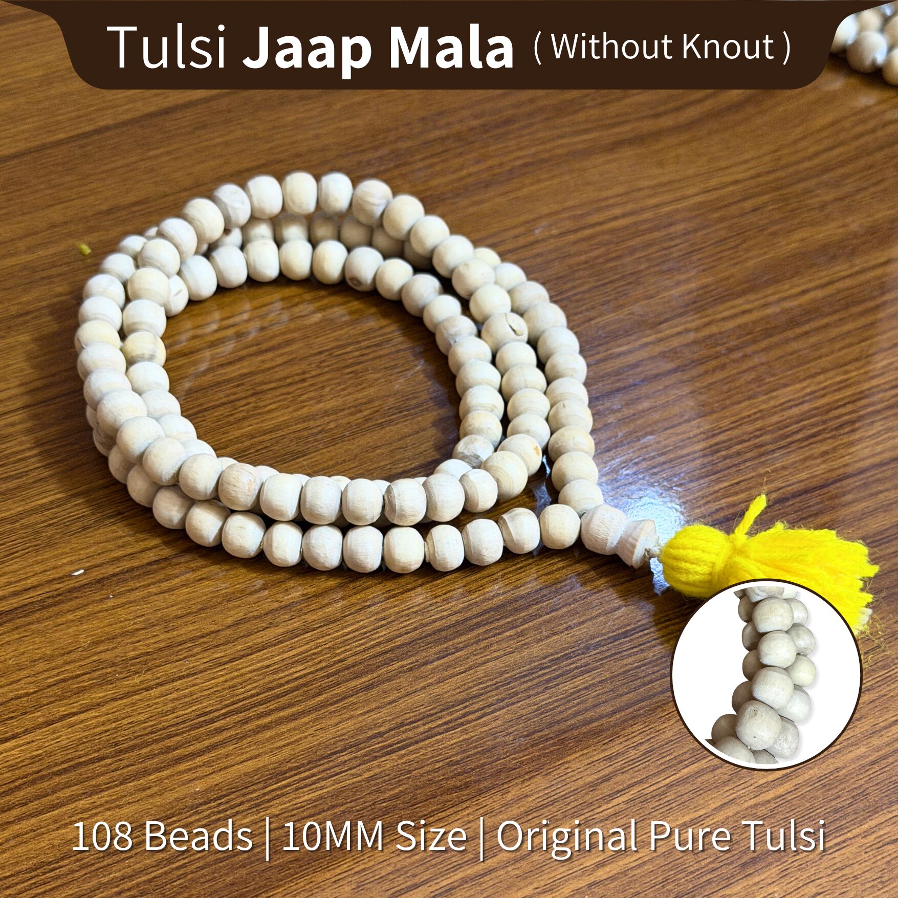 Original Tulsi Jaap Mala (108 Beads) | 10mm Premium Finishing Without Knots