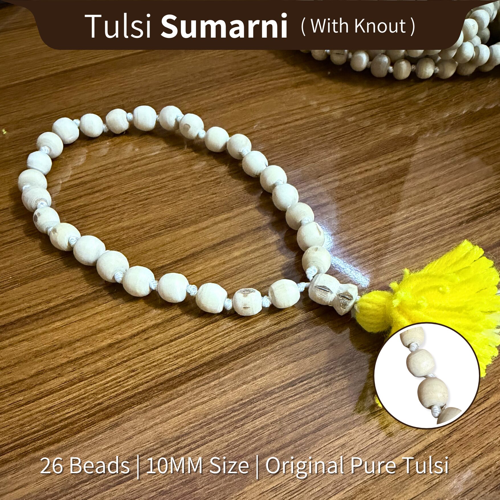 Original Tulsi Jaap Mala Sumarni (27 Beads) | 10mm Premium Finishing With Knots