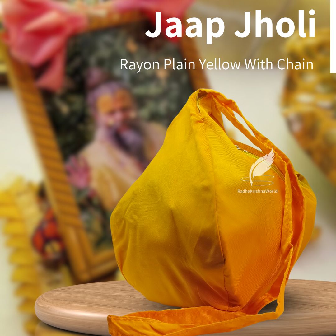Reyon Yellow Bead Bag with Chain – Mala Bag for Chanting & Japa | RadheKrishnaWorld