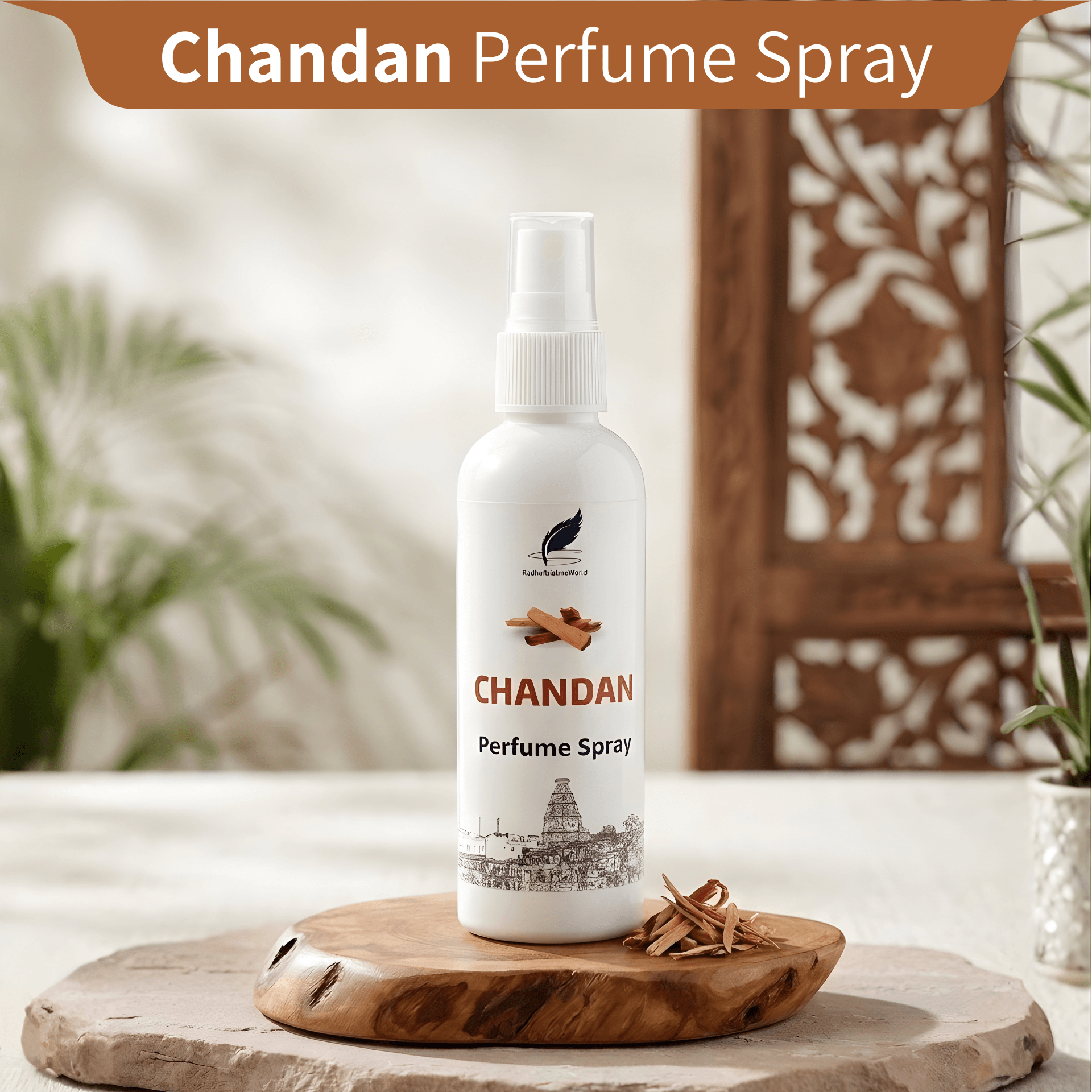 Chandan Perfume Spray (100ml) – Natural Long Lasting Sandalwood Fragrance | Made in Vrindavan