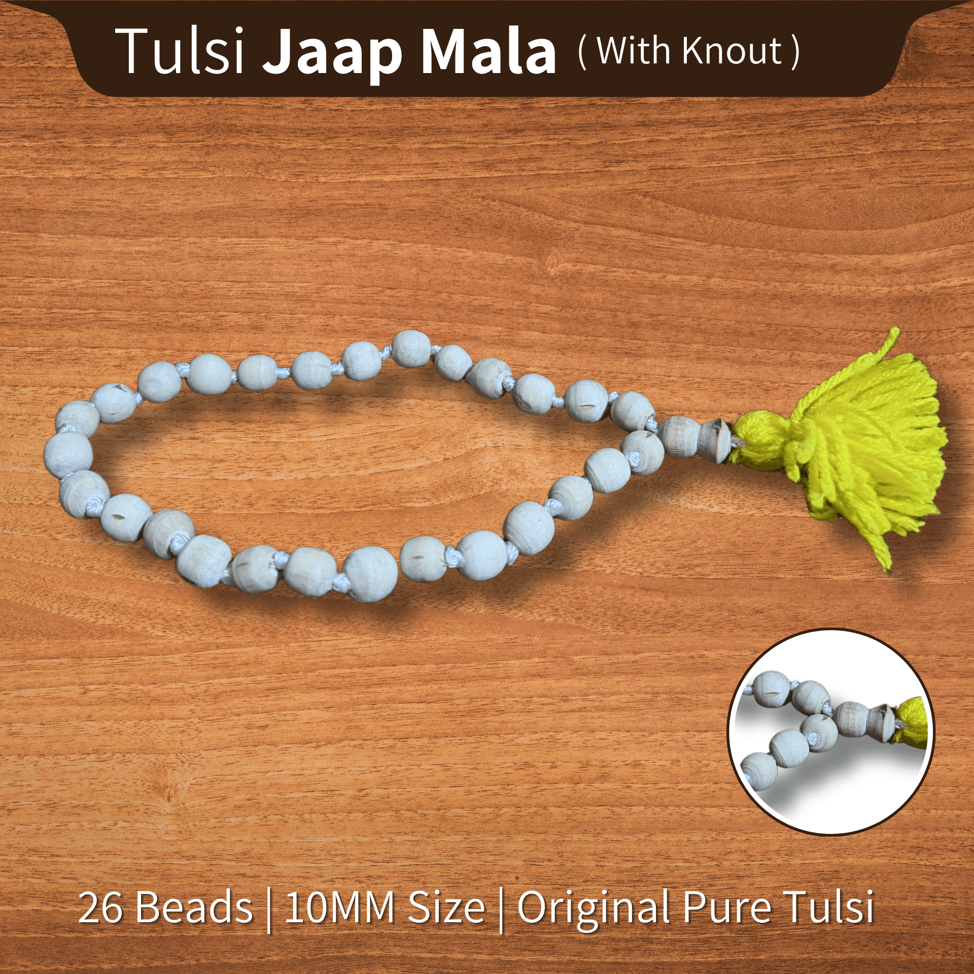 Original Tulsi Jaap Mala Sumarni (27 Beads) | 10mm Premium Finishing With Knots