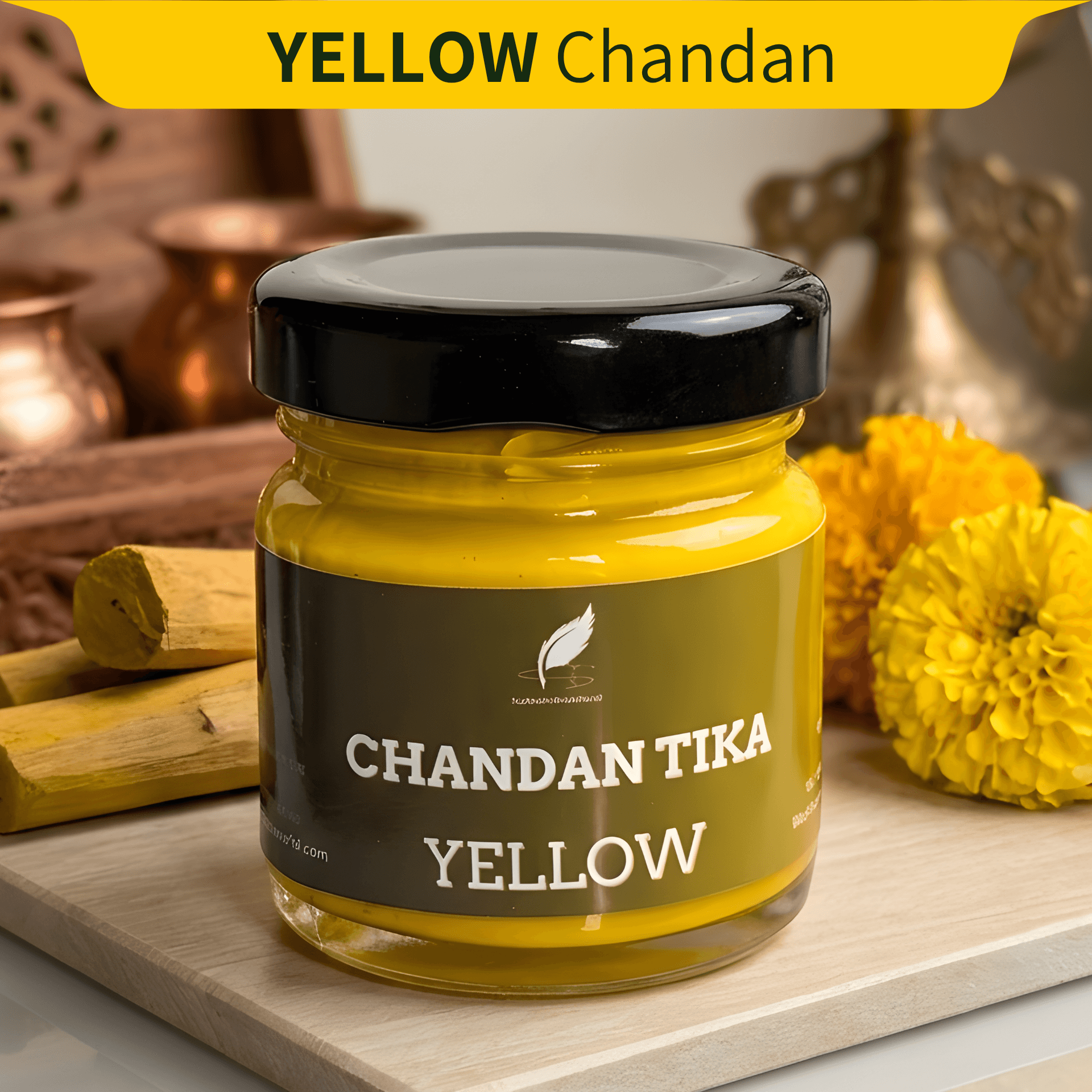 Kesar Yukt Peela Chandan Tika Liquid (30g) | Premium Saffron Blended Yellow Tilak