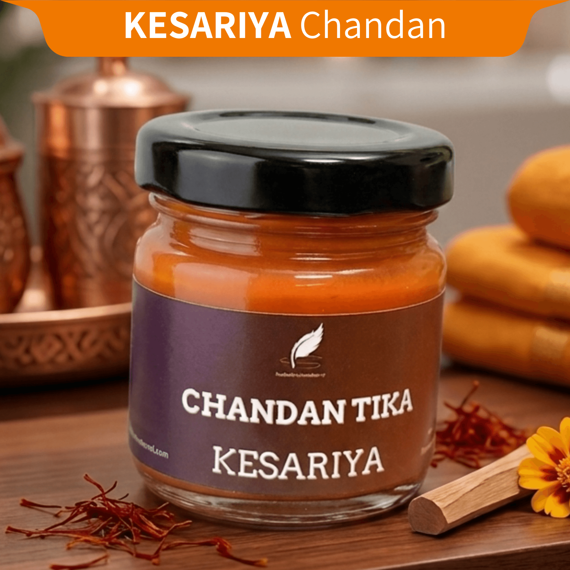 Kesar Yukt Kesariya Gopi Chandan Tika Liquid (30g) | Premium Saffron Orange Tilak