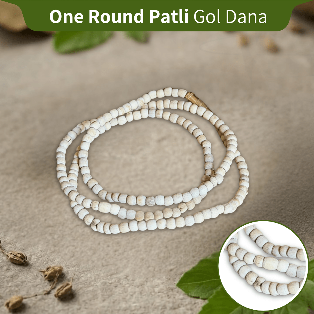 One Round Patli Gol Dana Pure Tulsi Kanthi Mala (18 cm) | Made in Vrindavan