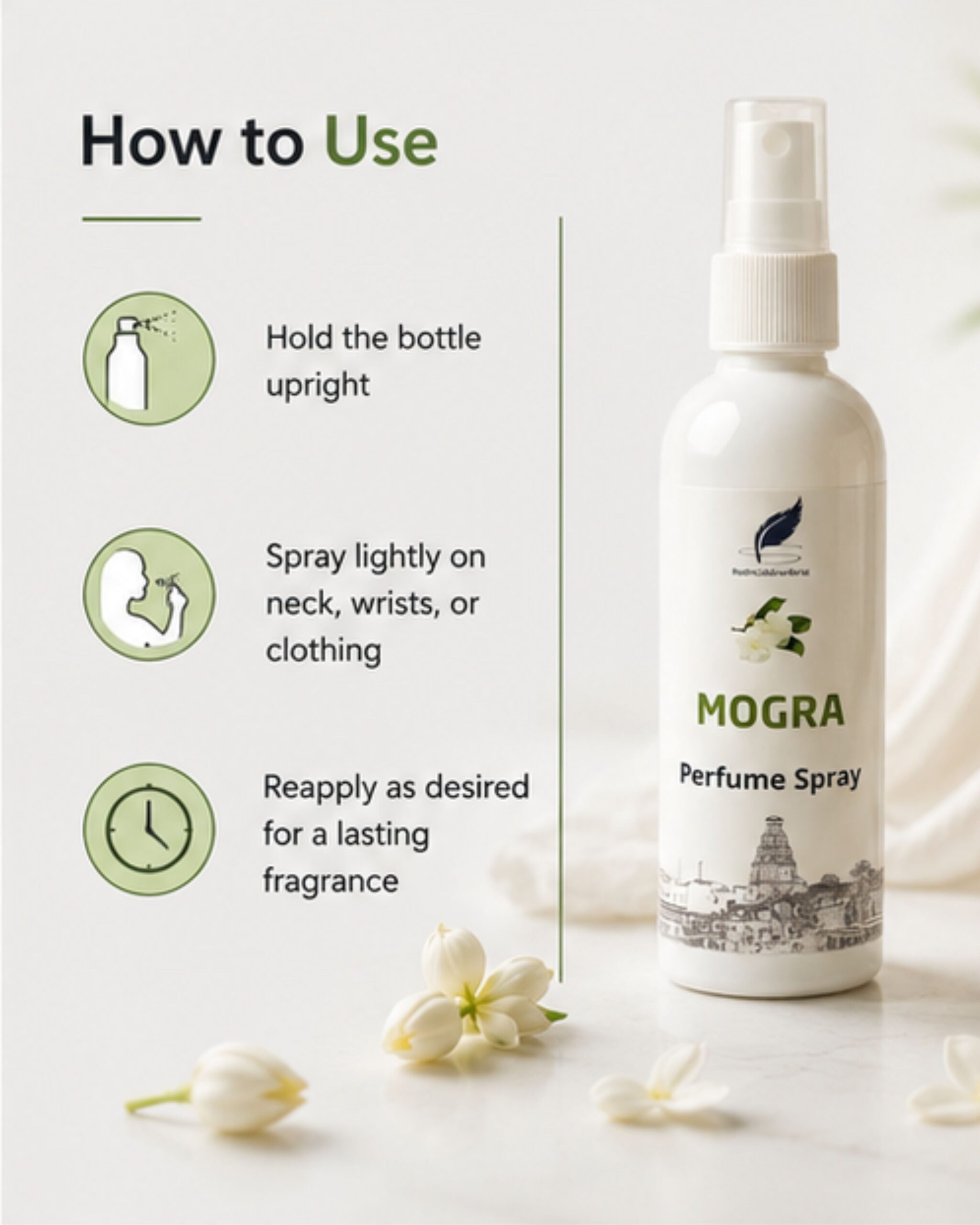 Mogra Perfume Spray (100ml) | Natural Long Lasting Jasmine Fragrance - Image 4