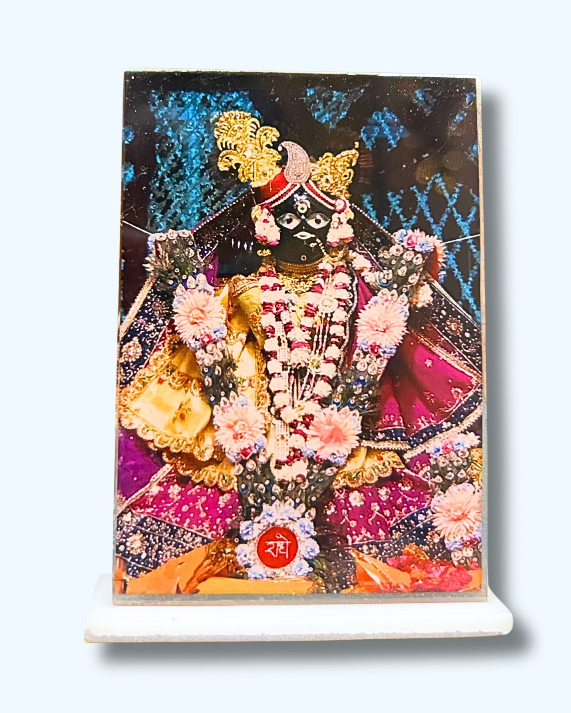 Shri Baanke Bihari Ji Acrylic Car Dashboard Photo Stand – 9×6 cm