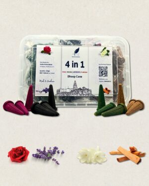 4 in 1 Dhoop Cones – Rose, Mogra, Lavender & Chandan | 250gm Natural Fragrance