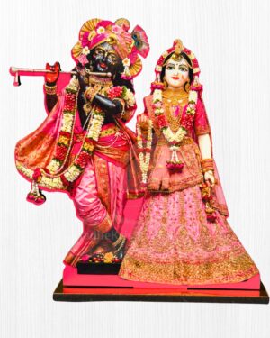 15cm Shri RadhaKrishna Standing MDF Cutouts | Divine Vrindavan Jugal Jodi Standee for Home Altar