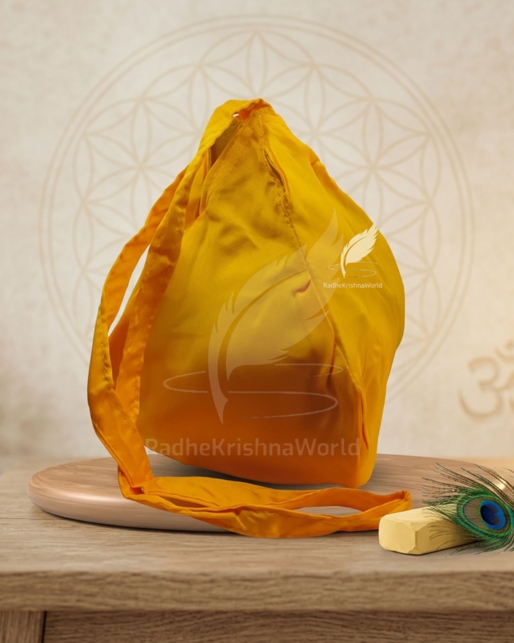Yellow Plain Color Cotton Premium Quality Japa Bag | Jaap Jholi for Meditation | Sacred Chanting Bead Bag in Divine Yellow